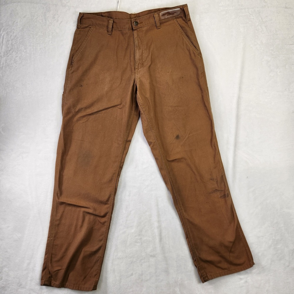 Carhartt Dungaree Fit Work Pants Brown 34x32 Men's Cotton Polyester Blend